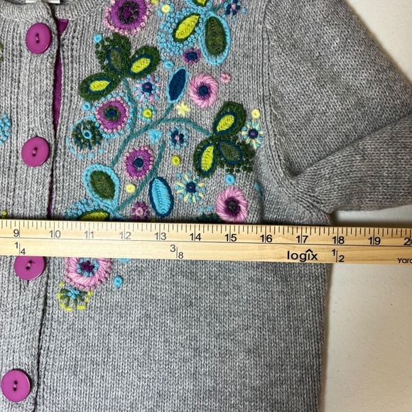 Talbots Embroidered Floral Cotton Angora‎ Blend Cardigan Sweater Medium Artsy - Picture 7 of 10